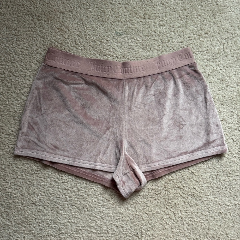 Juicy Couture Women's Velvet Mid Rise Lounge Shorts - Pink Size S